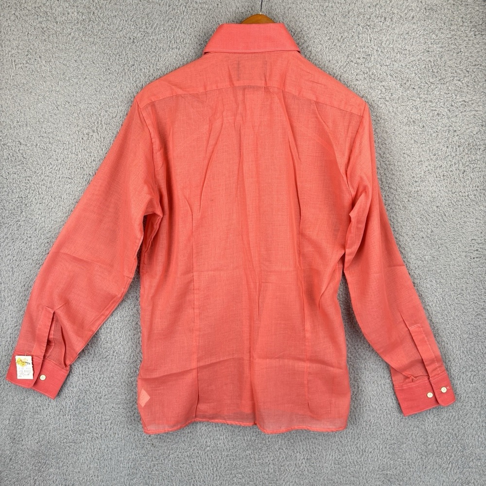 Vtg Brigade By Arrow Shirt Mens Medium Pink Paper Thin Disco 70s Rockabilly NOS - Picture 6 of 8